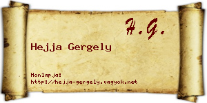 Hejja Gergely névjegykártya